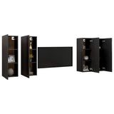 TV Cabinets 4 pcs Black 30.5x30x90 cm Engineered Wood - Side View