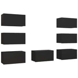 7 Piece TV Cabinet Set Black 30,5x30x60 cm Engineered Wood