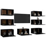 7 Piece TV Cabinet Set Black 30,5x30x60 cm Engineered Wood - Side View