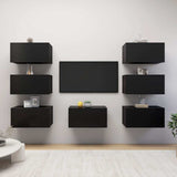 7 Piece TV Cabinet Set Black 30,5x30x60 cm Engineered Wood