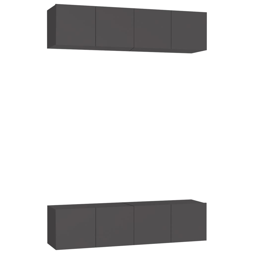 TV Cabinets 4 pcs Grey 60x30x30 cm Engineered Wood
