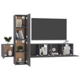 5 Piece TV Cabinet Set Grey Engineered Wood - Side View