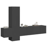 5 Piece TV Cabinet Set Grey Engineered Wood - Top-Down View