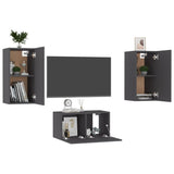 3 Piece TV Cabinet Set Grey Engineered Wood - Side View