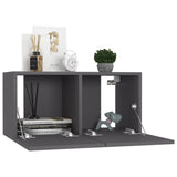 3 Piece TV Cabinet Set Grey Engineered Wood - Top-Down View