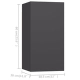 4 Piece TV Cabinet Set Grey Engineered Wood - Close-Up Angle