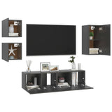 5 Piece TV Cabinet Set Grey Engineered Wood - Side View