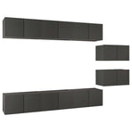 8 Piece Wall-mounted TV Cabinet Set Grey Engineered Wood