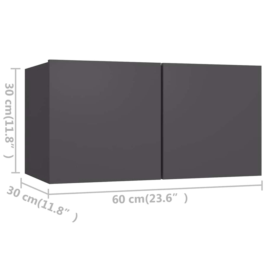 8 Piece Wall-mounted TV Cabinet Set Grey Engineered Wood