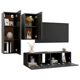 4 Piece TV Cabinet Set Grey Engineered Wood - Side View