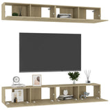 TV Cabinets 4 pcs Sonoma Oak 100x30x30 cm Engineered Wood - Side View