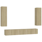 4 Piece TV Cabinet Set Sonoma Oak Engineered Wood - Front View