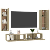 4 Piece TV Cabinet Set Sonoma Oak Engineered Wood - Side View