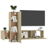 3 Piece TV Cabinet Set Sonoma Oak Engineered Wood - Side View