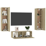 3 Piece TV Cabinet Set Sonoma Oak Engineered Wood - Side View