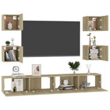 6 Piece TV Cabinet Set Sonoma Oak Engineered Wood - Side View
