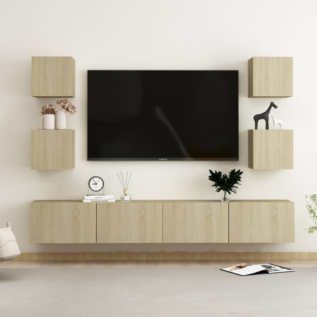 6 Piece TV Cabinet Set Sonoma Oak Engineered Wood