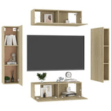 4 Piece TV Cabinet Set Sonoma Oak Engineered Wood - Side View