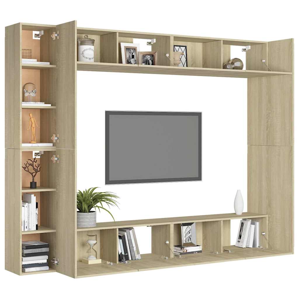 8 Piece TV Cabinet Set Sonoma Oak Engineered Wood