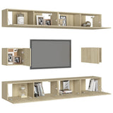 6 Piece TV Cabinet Set Sonoma Oak Engineered Wood - Side View