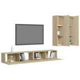 4 Piece TV Cabinet Set Sonoma Oak Engineered Wood - Side View