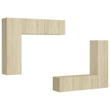 4 Piece TV Cabinet Set Sonoma Oak Engineered Wood - Front View