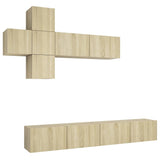 7 Piece TV Cabinet Set Sonoma Oak Engineered Wood - Front View