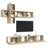 7 Piece TV Cabinet Set Sonoma Oak Engineered Wood - Side View