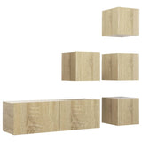 5 Piece TV Cabinet Set Sonoma Oak Engineered Wood