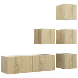 5 Piece TV Cabinet Set Sonoma Oak Engineered Wood - Front View