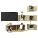 5 Piece TV Cabinet Set Sonoma Oak Engineered Wood