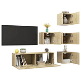 5 Piece TV Cabinet Set Sonoma Oak Engineered Wood - Side View
