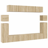 8 Piece TV Cabinet Set Sonoma Oak Engineered Wood - Front View