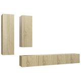 4 Piece TV Cabinet Set Sonoma Oak Engineered Wood - Front View