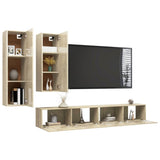 4 Piece TV Cabinet Set Sonoma Oak Engineered Wood - Side View