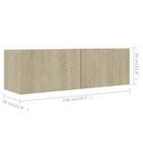 4 Piece TV Cabinet Set Sonoma Oak Engineered Wood - Low Angle
