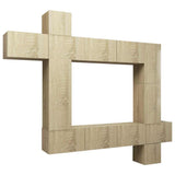 9 Piece TV Cabinet Set Sonoma Oak Engineered Wood - Front View