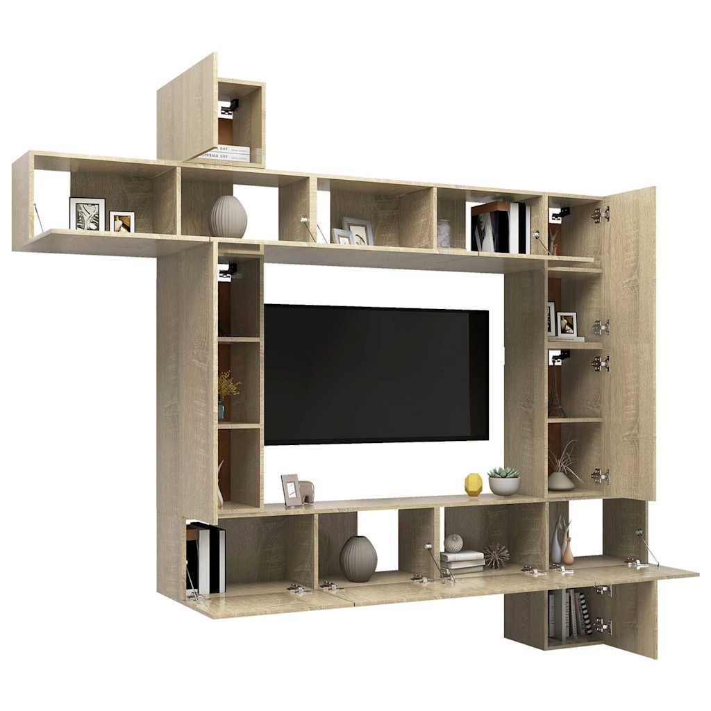 9 Piece TV Cabinet Set Sonoma Oak Engineered Wood
