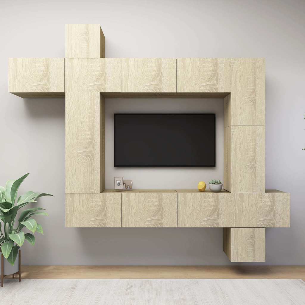 9 Piece TV Cabinet Set Sonoma Oak Engineered Wood