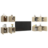 Wall Mounted TV Cabinets 8 pcs Sonoma Oak 30.5x30x30 cm - Side View