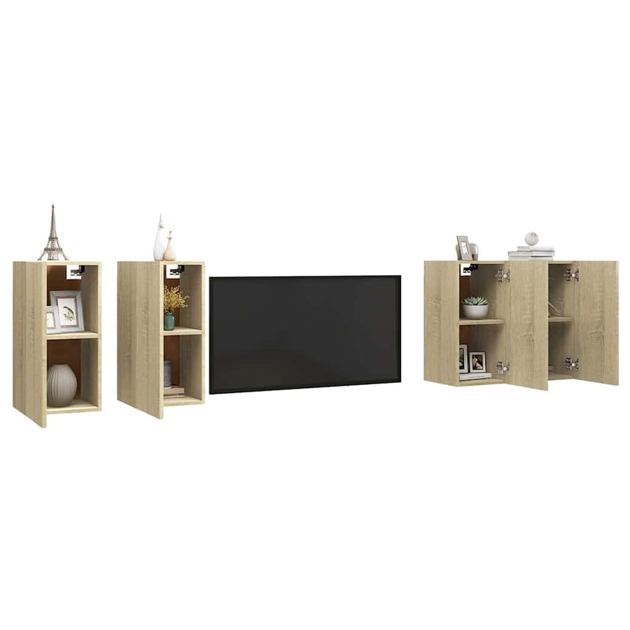 4 Piece TV Cabinet Set Sonoma Oak 30,5x30x60 cm Engineered Wood