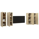 TV Cabinets 4 pcs Sonoma Oak 30.5x30x90 cm Engineered Wood - Side View
