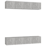 TV Cabinets 4 pcs Concrete Grey 80x30x30 cm Engineered Wood - Front View