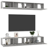 TV Cabinets 4 pcs Concrete Grey 100x30x30 cm Engineered Wood - Side View
