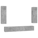 4 Piece TV Cabinet Set Concrete Grey Engineered Wood - Front View