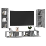 4 Piece TV Cabinet Set Concrete Grey Engineered Wood - Side View