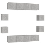 8 Piece TV Cabinet Set Concrete Grey Engineered Wood