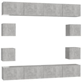 8 Piece TV Cabinet Set Concrete Grey Engineered Wood