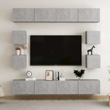 8 Piece TV Cabinet Set Concrete Grey Engineered Wood
