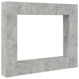 8 Piece TV Cabinet Set Concrete Grey Engineered Wood - Front View